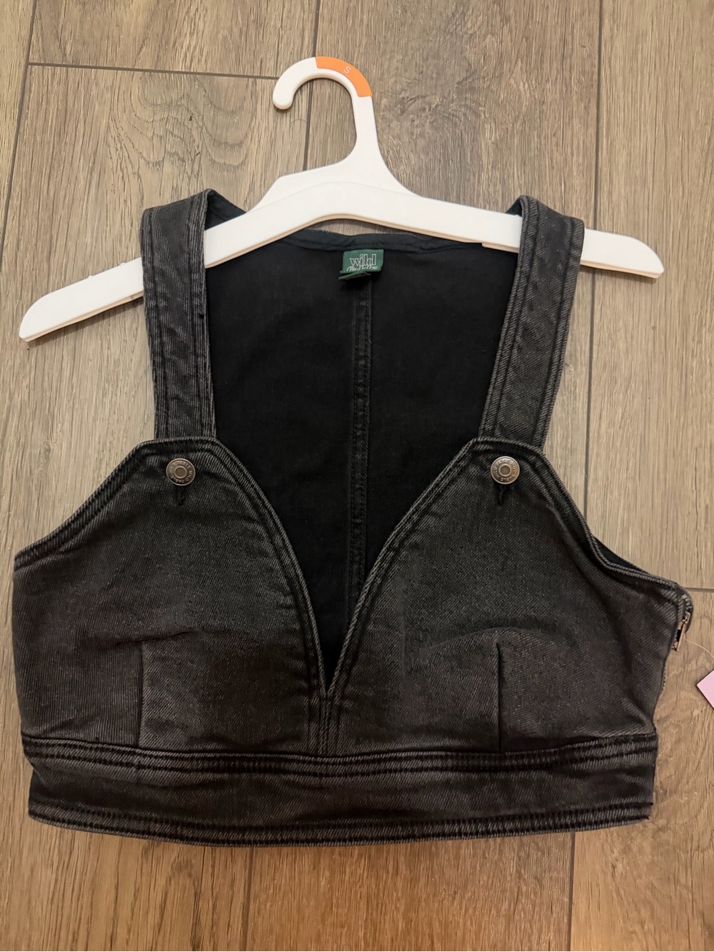 Black Denim Pinafore Crop Top